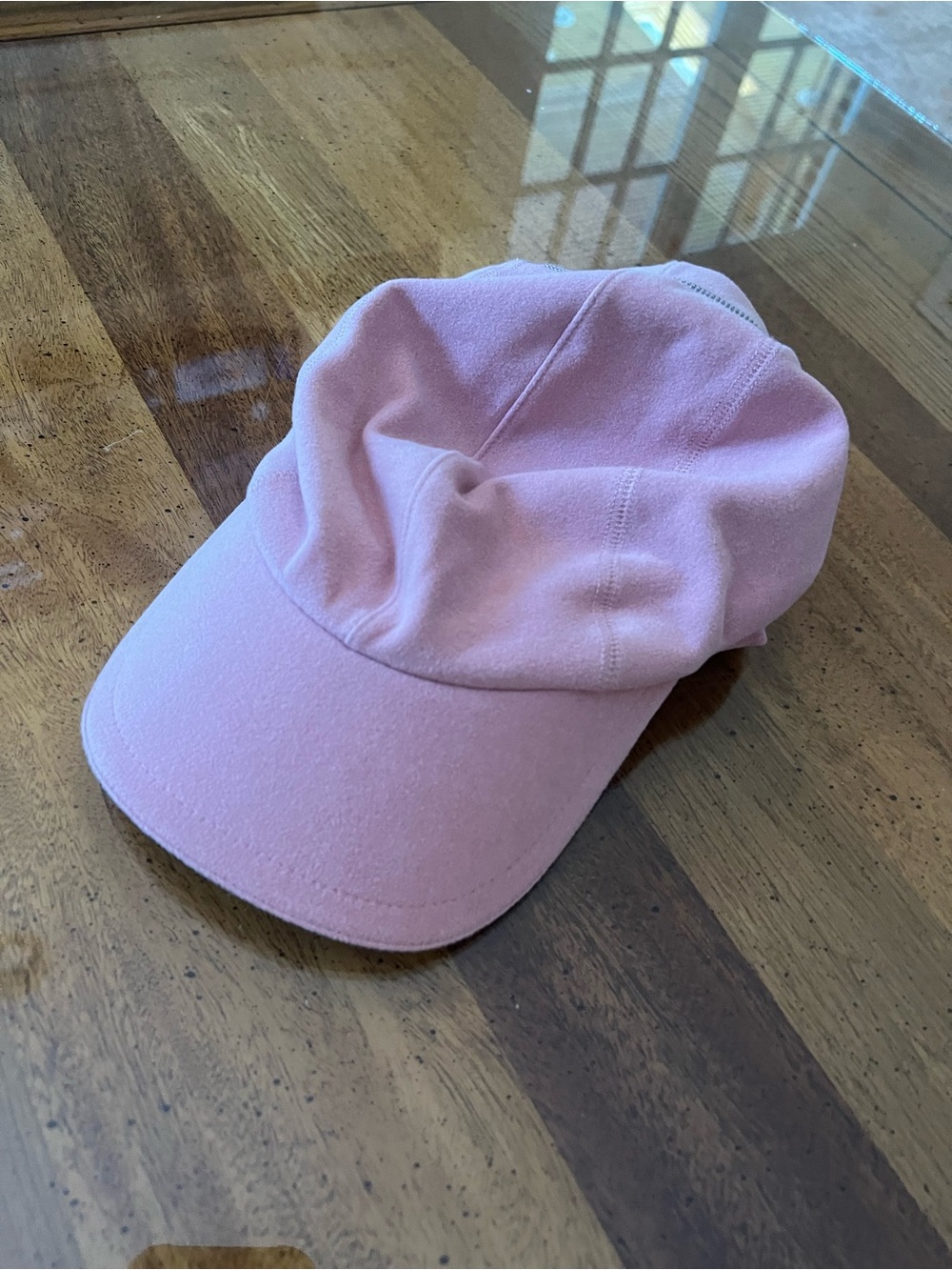 Pink fleece winter hat with ear covers